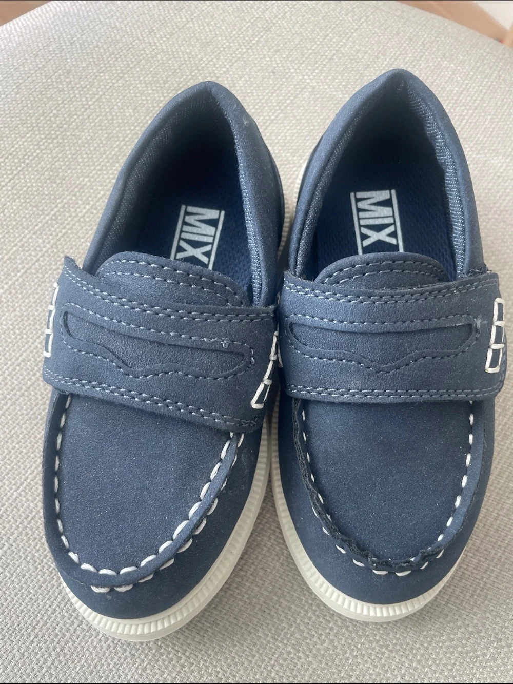 Baby /Toddler Boys Slip-On Moccasin in Dark Blue with White Stitching New shoes